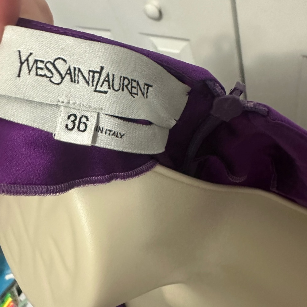 Yves Saint Laurent Vibrant Purple Long Sleeve Dress - Picture 2 of 11